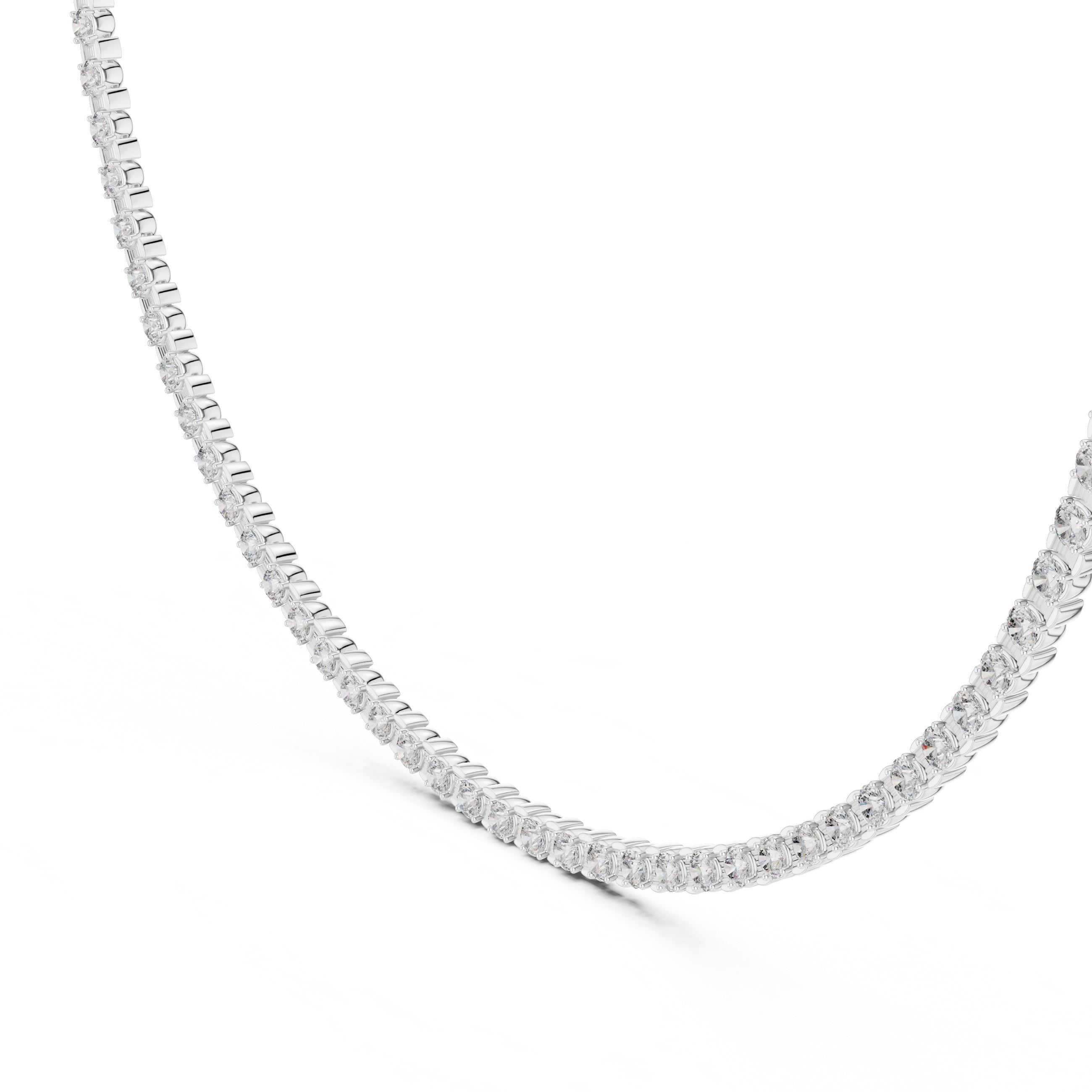 Natural Diamond Tennis Necklace, Solid Gold &  IGI Certified