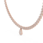 14K Gold Diamond Pear Pendant Tennis Necklace, IGI Certified