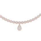 14K Gold Diamond Pear Pendant Tennis Necklace, IGI Certified