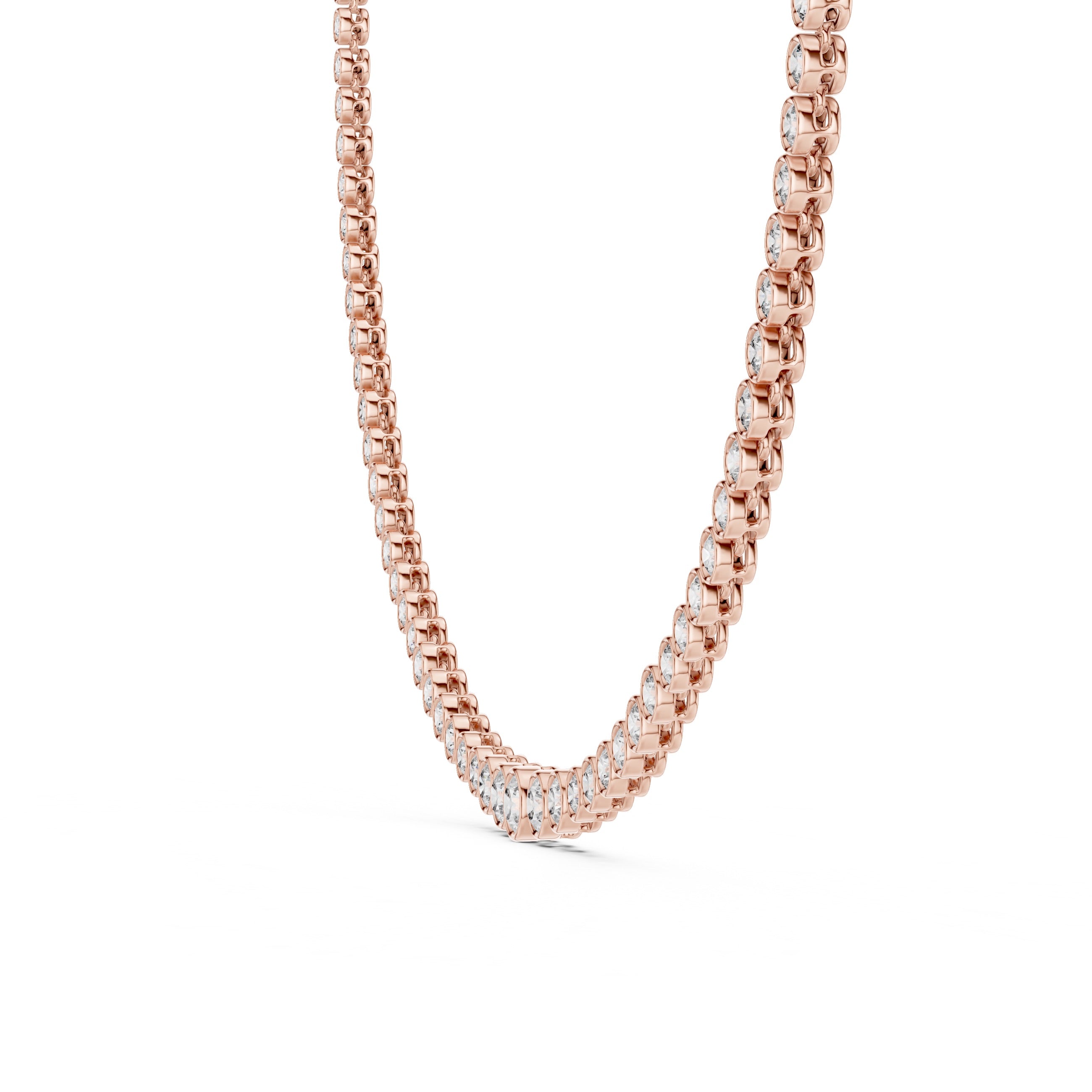Natural Diamond Tennis Necklace Bezel Setting, Solid Gold &  IGI Certified