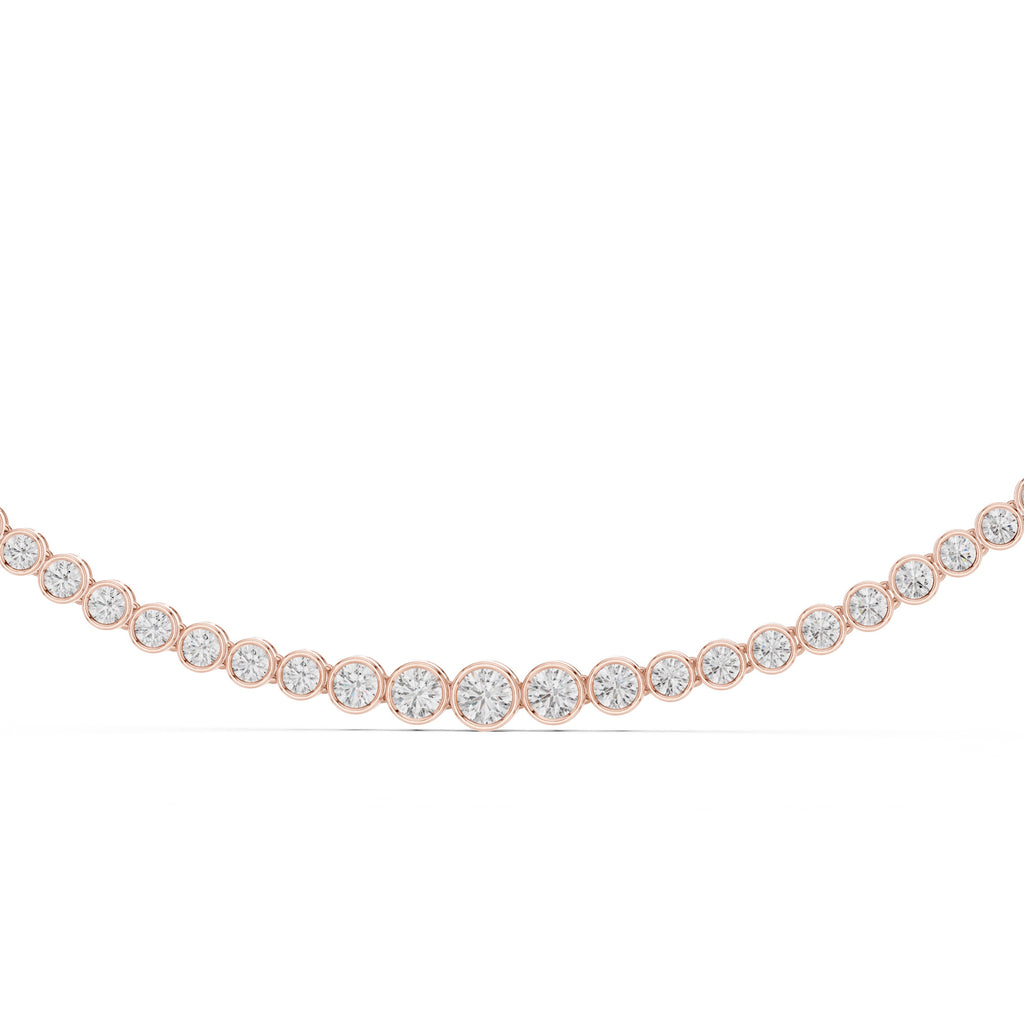 Natural Diamond Tennis Necklace Bezel Setting, Solid Gold &  IGI Certified