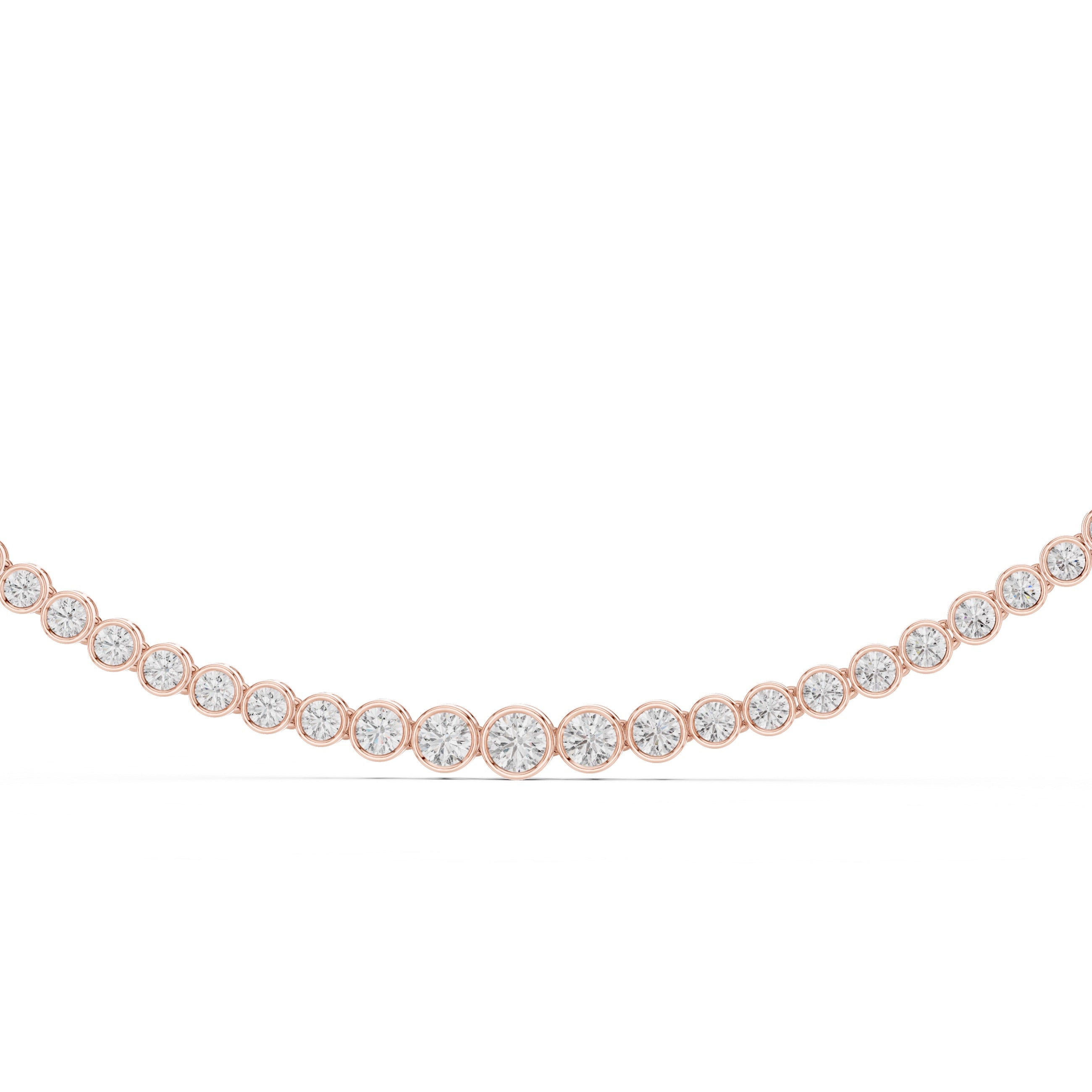 Natural Diamond Tennis Necklace Bezel Setting, Solid Gold &  IGI Certified