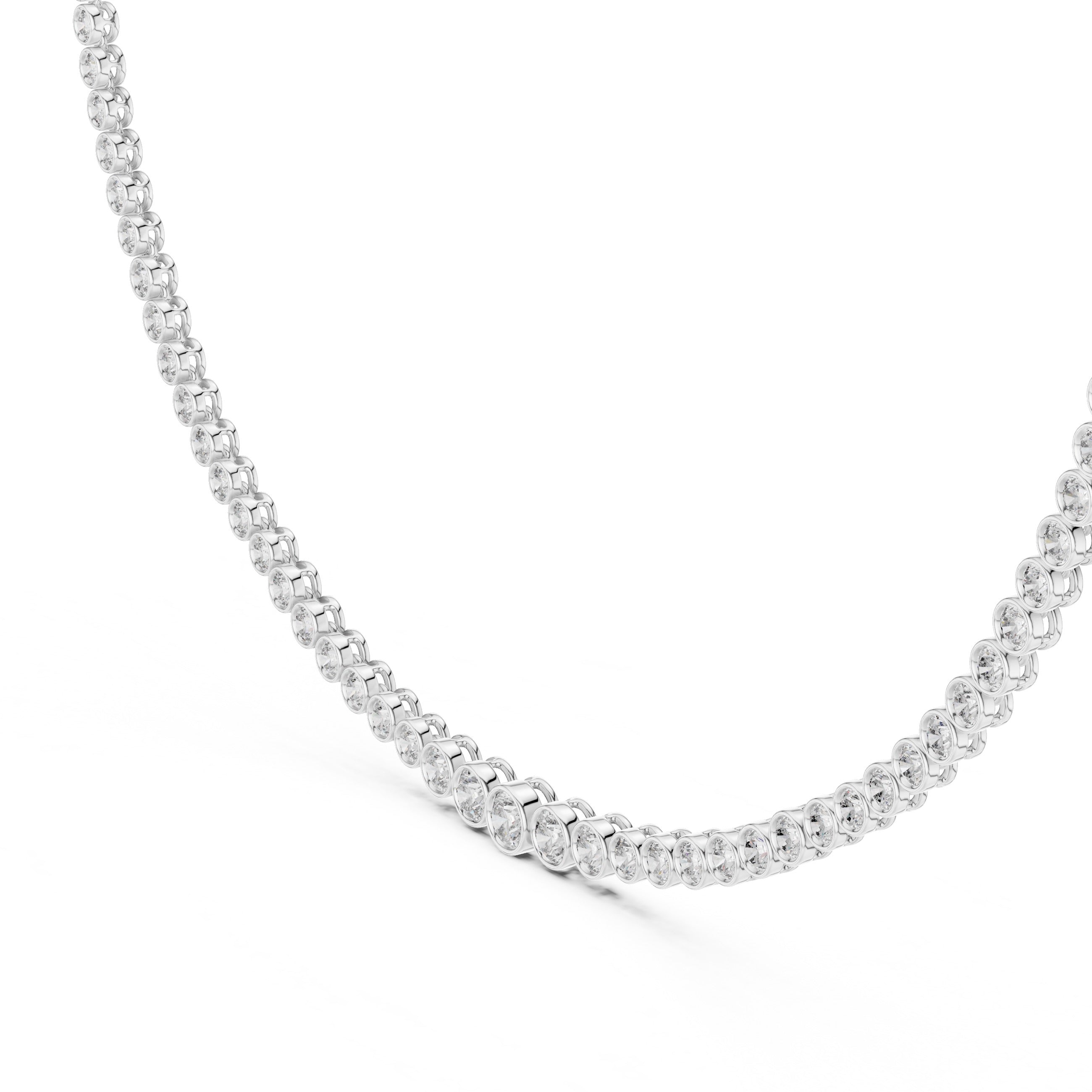 Natural Diamond Tennis Necklace Bezel Setting, Solid Gold &  IGI Certified