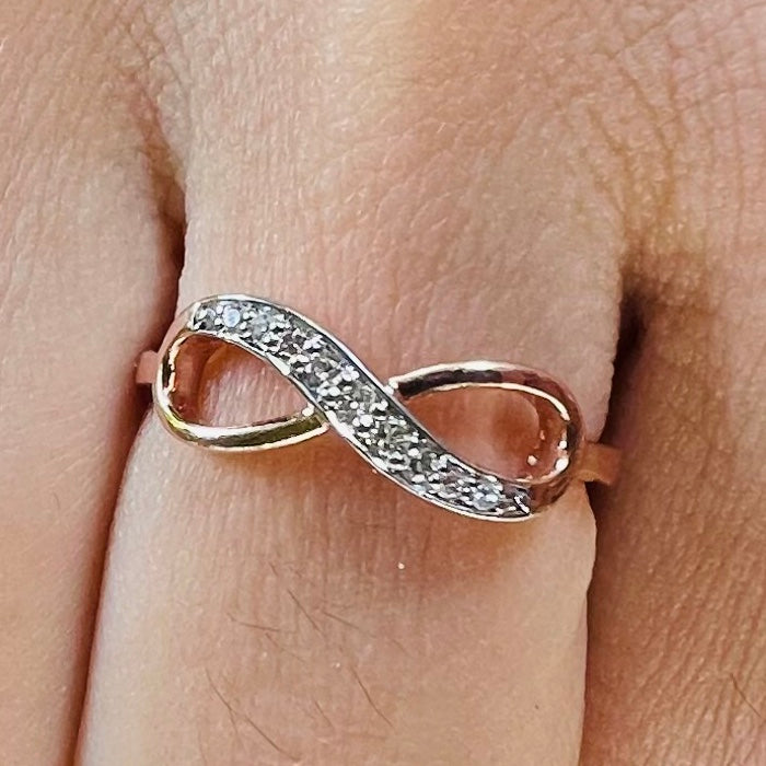 Infinity Diamond Ring, 14K 18K Solid Gold, Natural Promise Wedding Band
