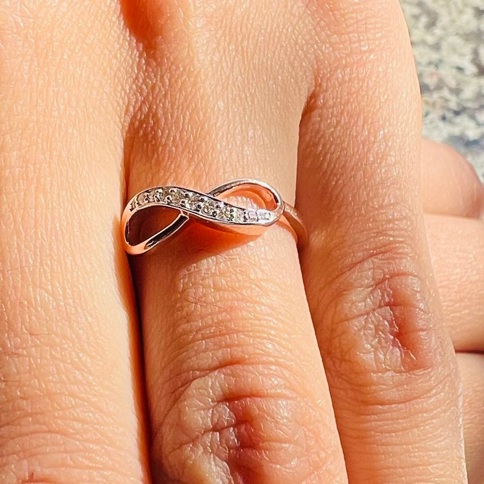 Infinity Diamond Ring, 14K 18K Solid Gold, Natural Promise Wedding Band