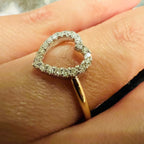 Solid Gold Diamond Heart Ring, Dainty Stacking Promise Ring, Anniversary Gift for Her
