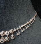 Solid Gold Diamond Bridal Jewelry Set, Pear Princess design Wedding Necklace Earrings
