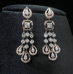 Solid Gold Diamond Bridal Jewelry Set, Pear Princess design Wedding Necklace Earrings