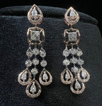 Solid Gold Diamond Bridal Jewelry Set, Pear Princess design Wedding Necklace Earrings