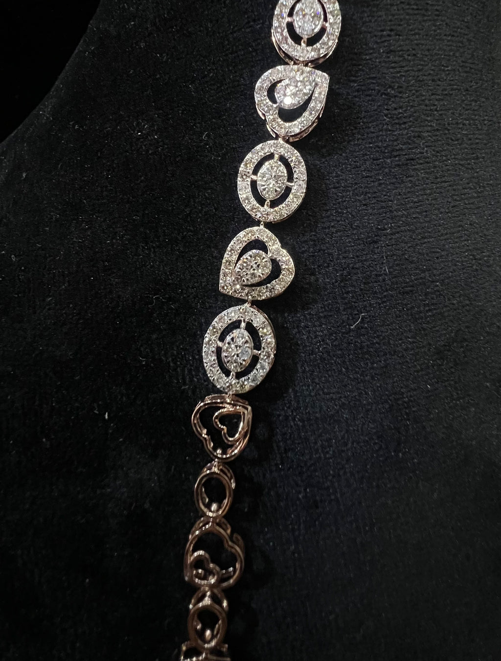Solid Gold Diamond Heart Circle Bracelet, Openable Tennis Chain Jewelry