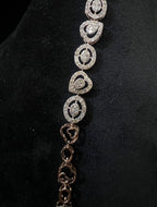 Solid Gold Diamond Heart Circle Bracelet, Openable Tennis Chain Jewelry