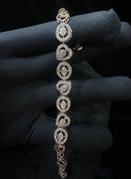 Solid Gold Diamond Heart Circle Bracelet, Openable Tennis Chain Jewelry