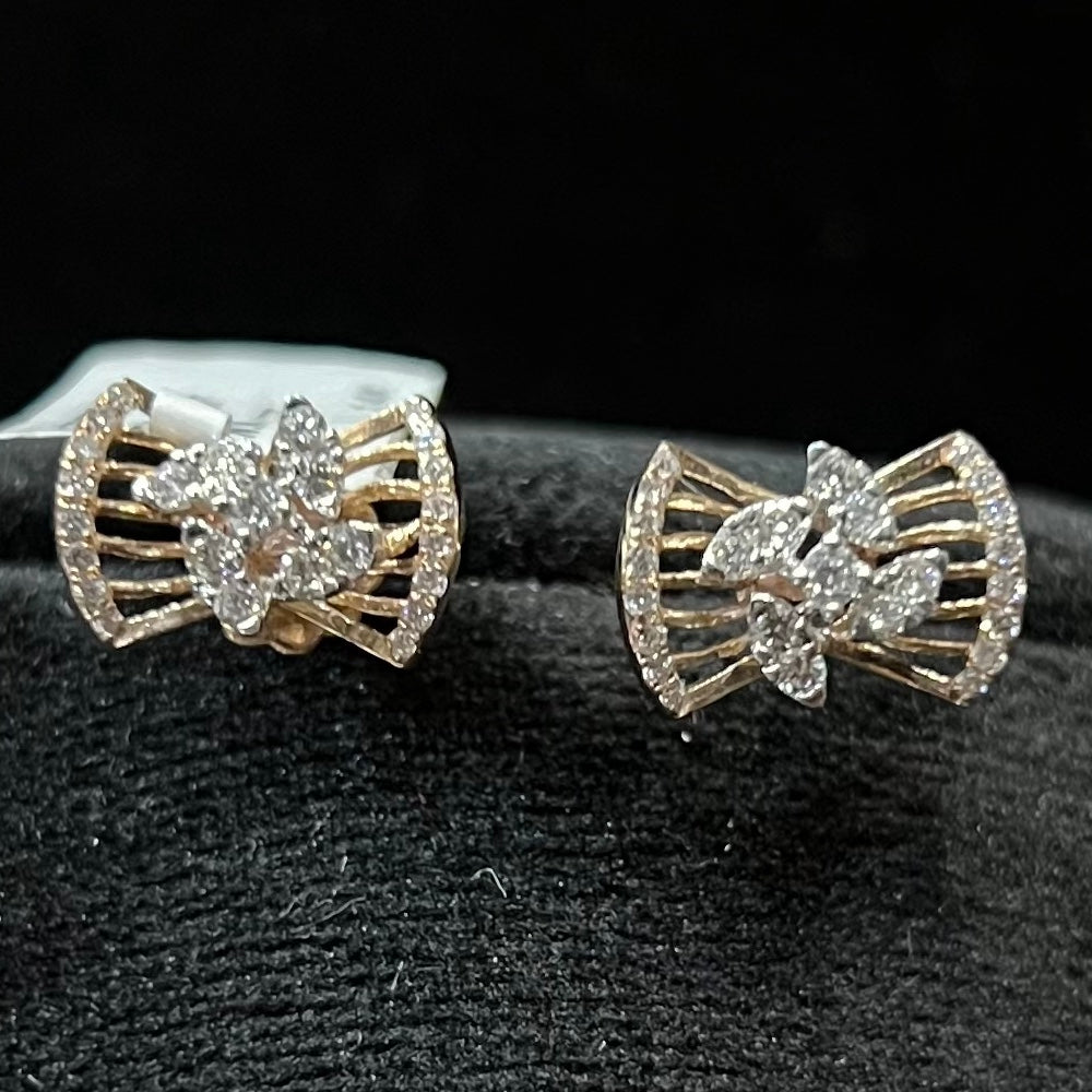 Natural Diamond Bow Stud Earrings, 14K 18K Solid Gold, Minimalist Diamond Studs