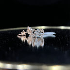 Natural Diamond Bow Stud Earrings, 14K 18K Solid Gold, Minimalist Diamond Studs
