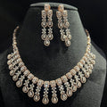 14K Solid Gold Natural Diamond Bridal Necklace Earrings Set, Wedding Jewelry