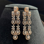 14K Solid Gold Natural Diamond Bridal Necklace Earrings Set, Wedding Jewelry