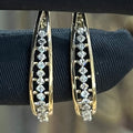 14K 18K Solid Gold Diamond Huggie Hoop Earrings, Bali Style, Natural Diamonds