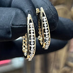 14K 18K Solid Gold Diamond Huggie Hoop Earrings, Bali Style, Natural Diamonds