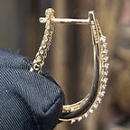 14K 18K Solid Gold Diamond Huggie Hoop Earrings, Bali Style, Natural Diamonds