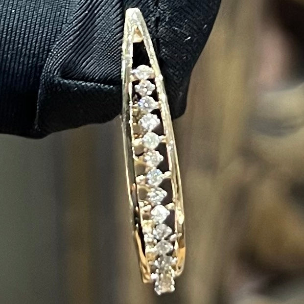 14K 18K Solid Gold Diamond Huggie Hoop Earrings, Bali Style, Natural Diamonds
