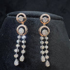 Solid Gold Diamond Necklace and Dangle Earrings Set, Bridal Jewelry