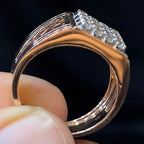 Men's Natural Diamond Square Cluster Ring, 14K 18K Solid Gold Statement Ring