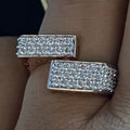 Men's Natural Diamond Double Bar Ring, 14K 18K Solid Gold Statement Ring