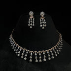 Natural Diamond Necklace Earrings Set, 14K 18K Solid Gold Bridal Jewelry
