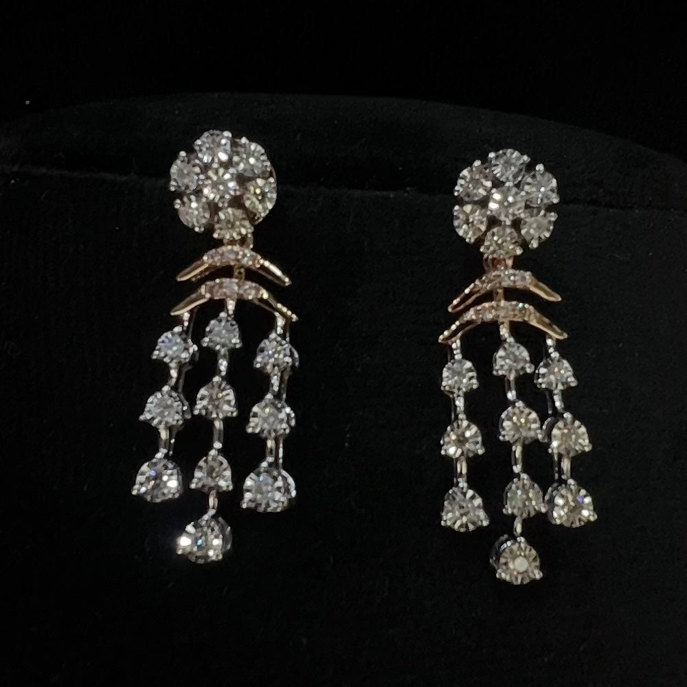 Natural Diamond Necklace Earrings Set, 14K 18K Solid Gold Bridal Jewelry