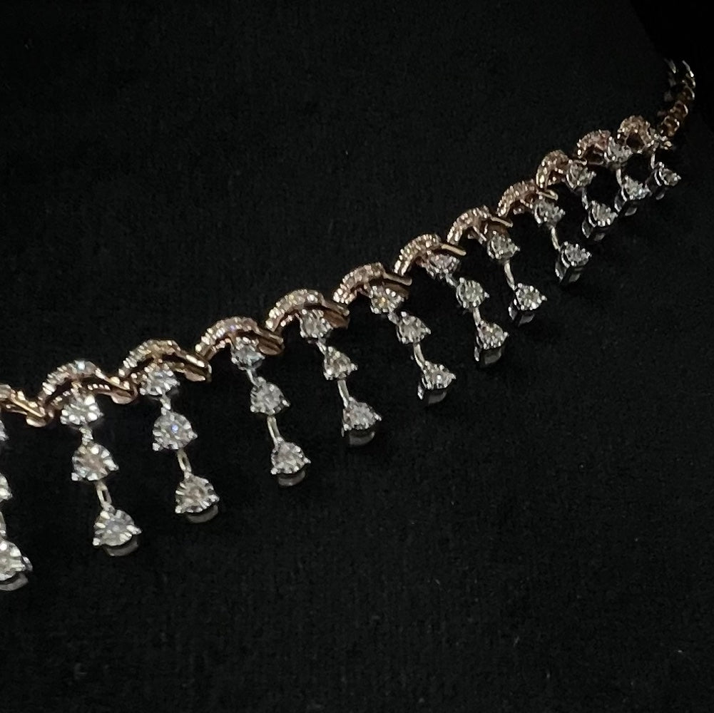 Natural Diamond Necklace Earrings Set, 14K 18K Solid Gold Bridal Jewelry
