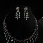 Natural Diamond Necklace Earrings Set, 14K 18K Solid Gold Bridal Jewelry