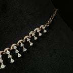 Natural Diamond Necklace Earrings Set, 14K 18K Solid Gold Bridal Jewelry
