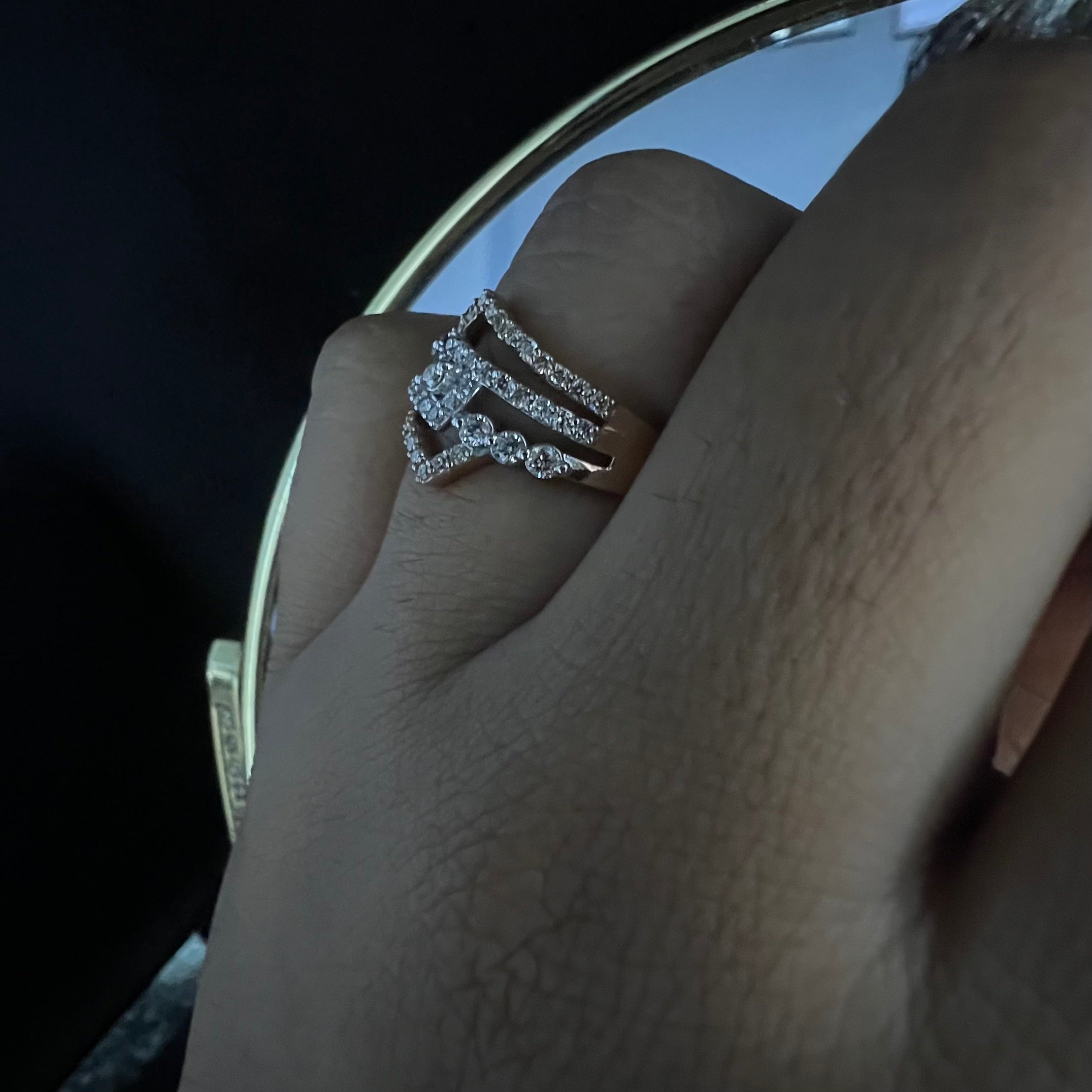 Natural Diamond Bridal Set Ring, 14K 18K Solid Gold, Multi Band Engagement Wedding Ring