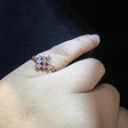 Natural Diamond Square Cluster Ring, 14K 18K Solid Gold Engagement Statement Ring