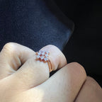 Natural Diamond Square Cluster Ring, 14K 18K Solid Gold Engagement Statement Ring