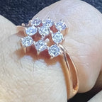 Natural Diamond Square Cluster Ring, 14K 18K Solid Gold Engagement Statement Ring