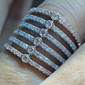 Multi Row Diamond Ring, 14K 18K Solid Gold, Bezel Set Stacking Band