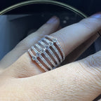 Multi Row Diamond Ring, 14K 18K Solid Gold, Bezel Set Stacking Band