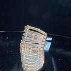 Multi Row Diamond Ring, 14K 18K Solid Gold, Bezel Set Stacking Band