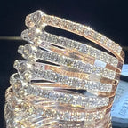 Multi Row Diamond Ring, 14K 18K Solid Gold, Bezel Set Stacking Band