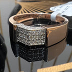 Men's Natural Diamond Cluster Signet Ring, 14K 18K Solid Gold Pinky Ring