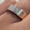 Men's Natural Diamond Cluster Signet Ring, 14K 18K Solid Gold Pinky Ring