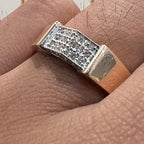Men's Natural Diamond Cluster Signet Ring, 14K 18K Solid Gold Pinky Ring