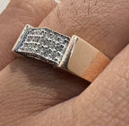 Men's Natural Diamond Cluster Signet Ring, 14K 18K Solid Gold Pinky Ring