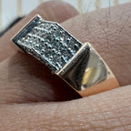 Men's Natural Diamond Cluster Signet Ring, 14K 18K Solid Gold Pinky Ring