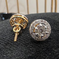 Solid Gold Halo Diamond Stud Earrings, Round Natural Diamond Jewelry