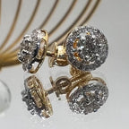 Solid Gold Halo Diamond Stud Earrings, Round Natural Diamond Jewelry