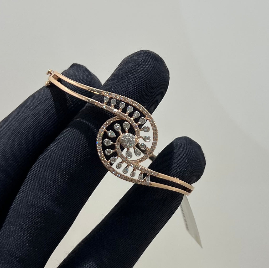 Solid Gold Diamond Bangle Bracelet, Natural IGI Certified Diamonds, Luxury Fine Jewelry