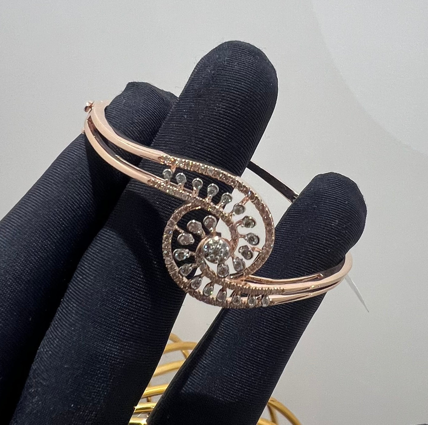 Solid Gold Diamond Bangle Bracelet, Natural IGI Certified Diamonds, Luxury Fine Jewelry