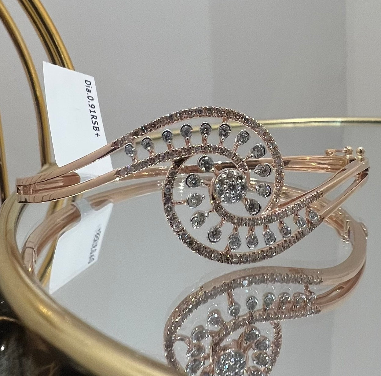 Solid Gold Diamond Bangle Bracelet, Natural IGI Certified Diamonds, Luxury Fine Jewelry